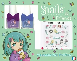 Snails MERMAID LAGOON vaikiškas nagų dekoravimo rinkinys - 2 nuplaunami nagų lakai
