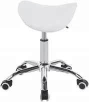 Furnitex ChromeX balta besisukanti kosmetinė taburetė, PVC ekologiška oda