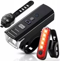 JJM LED Galingas dviračio žibintas priekinis galinis nuotolinio valdymo signalas 1200lm SET