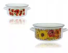 Enger Emaliuotas nerūdijančio plieno PUODAS SU kojelėmis IR DEKORATYVIU KRAŠTU 24cm 5L 1vnt