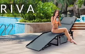 Sapphire RIVA sodo paplūdimio gultas, SULANKSTAMAS, REGULIUOJAMAS gultas, lova SU galvos atrama