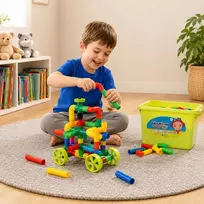 Littlekingdom Spalvingi vamzdžių konstrukciniai blokeliai 176 elementai, kūrybinės pramogos 3 4 5