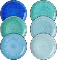 6X VANCASSO BONITA MĖLYNA DESERTINĖ PLOKŠTĖ DAŽYTA RANKOMIS 19cm skersmens