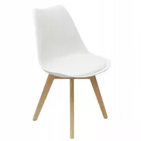 Bm Design NORDEN kėdė, balta, pagalvėlė, medinė koja