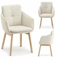 Mebel Partner ELEGANTIŠKA VALGOMO KĖDĖ SU RANKŲ ATRAMAIS MISTRAL BACKET BEIGE Ąžuolo