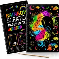 Sferazabawek RAINBOW SCRATCH PAD Magic Notebook Spiralinis nešiojamojo kompiuterio rašiklis