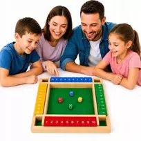 Loginis žaidimas vaikams, mediniai kauliukai, lenta, skaičiai, skaičiavimas SHUT BOX