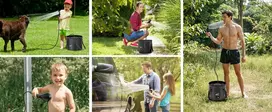 NEŠIOJAMAS TURISTINIS AUTOMOBILIŲ KEMPINGAS DUŠAS SU 6000 MAH Akumuliatoriumi