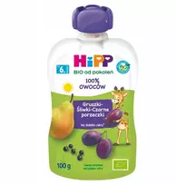 HiPP BIO Kriaušių, slyvų, juodųjų serbentų putėsiai 100g po 6 mėn