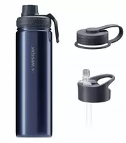 Wessper B3 THERMOSTEEL termo buteliukas 700 ml plieno termosas su 3 kandikliais