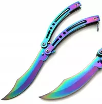 Bsh Adventure Akį traukiantis peteliškės peilis Balisong Rainbow Bowie CS:GO Steel 420 N454E