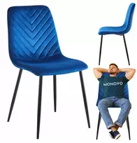 Monovo Minkšta kėdė svetainei valgomajam Modern Loft Mėlynas Veliūrinis APER