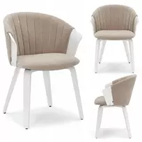 Mebel Partner ELEGANTIŠKA KAUŠINĖ KĖDĖ STILINGAM VALGOMO KAMBARIUI BEIGE GUZMAN BALTA MEDIENA