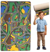 Allvo VAIKŲ KILIMAS KELIŲ GATVĖS COUNTRY 120x200 cm vaikams ŠILTAS IR MINŠKUS