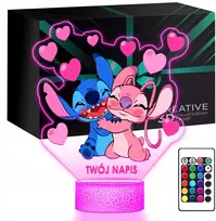 Upominki_Pl 3D LED naktinė lempa su vardu Fairy Tale Lilo ir Stitch Angel mergaitei