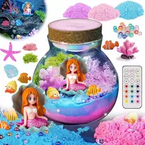 KŪRYBINIS RINKINYS MERMAID LED NAKTINIS LAMPAS KINETINIS SMĖLIS DIY VAIKAMS