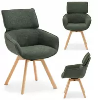 Mebel Partner SUKIMASIS KĖDĖS ANT MEDINĖS KOJĖS SU RANKŲ ATRANKAIS DORIAN Žalias OAK