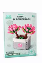 Hh Poland KŪRYBINGI KONSTRUKCIJOS BLOKELIAI GĖLĖ vazone, ROŽINĖ SUKULENTA 140 ELEMENTŲ.