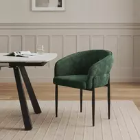 Žalias Premium minkšta valgomojo kėdė su juodomis metalinėmis kojomis