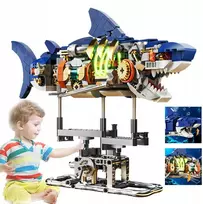 KONSTRUKCINIAI BLAKAI SHARK MECHANINĖ FIGŪRA MODELIS RYKLĖ SU ŠVIESA 687 vnt.