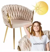 Monovo Glamour kėdė, austa aksomu, smėlio spalvos, apmušta auksine ROSA spalva svetainei