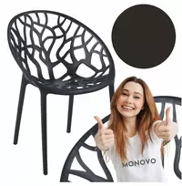 Monovo Ažūrinė plastikinė kėdė svetainei Valgomojo Loft Modern Juodas LOMEL