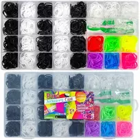 Jhc E Commerce Didelis rinkinys apyrankėms iš guminių juostelių gaminti div Juodas Baltas COLOURS