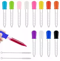 5 ml SILIKONINĖ PIPETE, 12 Vnt., PLASTIKINIŲ LAŠINTELIŲ DALYTUVO VAIKAMS
