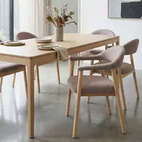 Avida Design Medinė guminė kėdė, minkšta Boucle Brown EDDA, valgomasis, virtuvė