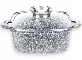 Kvadratinis puodas 28 cm. Granitas Masterpan MP-2110 su dangteliu