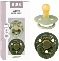 BIBS COLOR čiulptukas kūdikiui 0m+ 2vnt apvalus Sage/Hunter Žalias guminis