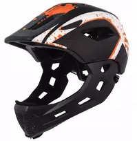 Vaikiškas šalmas Switch 2in1 Fullface, LED lemputė, MTB dviratis EN1078, oranžinė