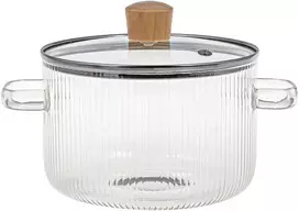Stiklinis puodas Skaidraus borosilikatinio stiklo indai arbatos pienui 1800 ml