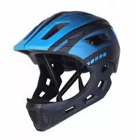 Vaikiškas šalmas Switch 2in1 Fullface MTB dviračio EN1078 LED lemputė Mėlyna