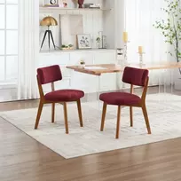 Vidurio amžiaus valgomojo kėdė, rinkinys iš 2, bordo spalvos medienos