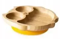 Ecorascals Owl bambukinis dubuo su siurbimo taurele geltona