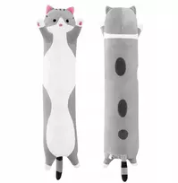 PLIUSINĖ MASKOTINĖ PAGALVĖ ILGA KATĖ PILKA 50 cm