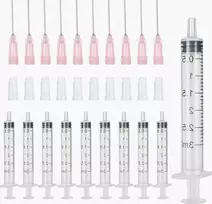 3 ml švirkštų rinkinys iš 20 PLASTIKINIŲ LABORATORIJŲ NEsterininių adatų