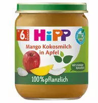 HiPP BIO obuolių, mangų ir kokosų desertas 160g po 5 mėn