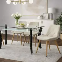 Platan Sofa OSLO BEIGE minkšta, dygsniuota kėdė valgomajam, virtuvei, svetainei