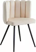Monovo Smėlio spalvos kėdė miegamajam, svetainei, veliūrinė, minimalistinė, aksominė pagalvė