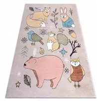 Dywany Uszczow VAIKŲ KILIMAS LINKSMUMAS 200x290 ANIMALS smėlio spalvos #O545