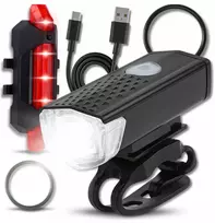 LED dviračio žibintai 2x USB priekinis galinis tvirtas vandeniui atsparus rinkinys 300lm CEree