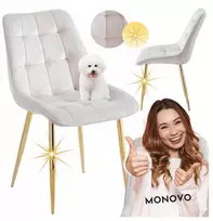 Monovo Glamour rusvai gelsvas Cashmere CHIC dygsniuotas veliūrinis kėdė, skirta svetainės valgomajam