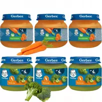 Pirmosios Daržovės Vakarienės Gerber Brokoliai Morkos nuo 4 mėnesių 6x 80 g