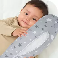 Rotex FEDING SLEEPING pagalvė Croissant vaikams 60x45 XXL su pupelių pagalvės užvalkalu
