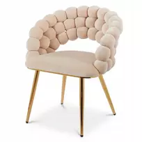 Livio Meble BEIGE PUFFY BEIGE VALGOMO KĖDĖ SU AUKSO VELIŪRO KOJĖLĖMIS