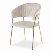 Livio Meble FLORI BEIGE VELVET VALGOMO KĖDĖ ANT AUKSINIŲ KOJŲ