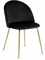 Artpro DYGTINĖ JUODOS GLAMURĖS KĖDĖ, AUKSINĖS KOJELĖS, METALAS, VALGOMUI, SVETAINEI