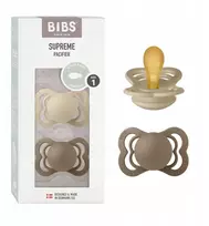 BIBS Supreme kūdikių čiulptukas, 2 vnt, natūrali guma, 0m+ (nuo gimimo), spalvos: vanilė/ąžuolas